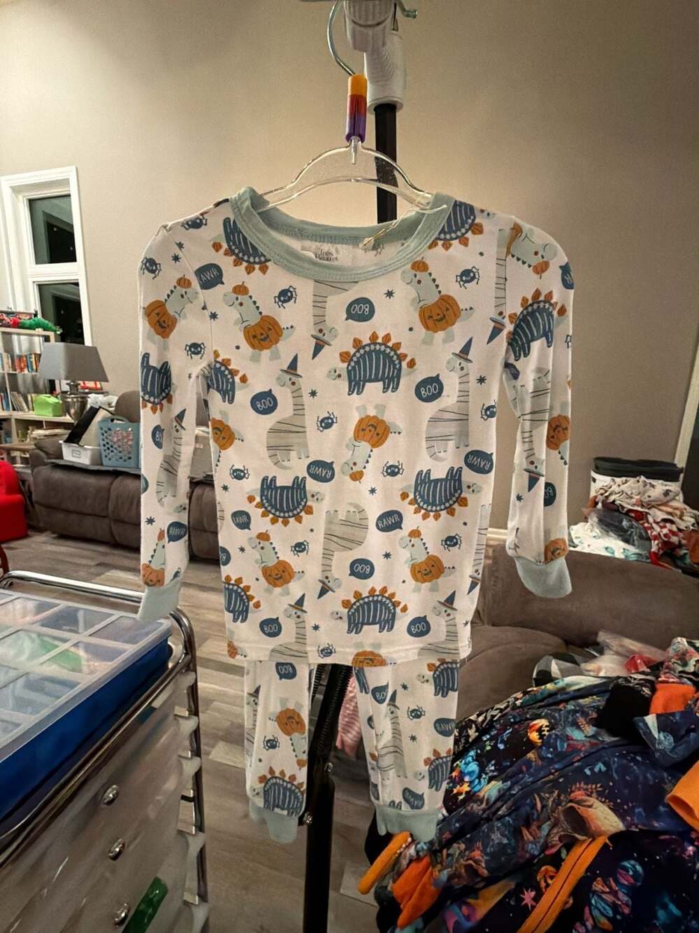 Tres Beau et Belle Pajama Set Size 12M Halloween Dinosaur Bamboo